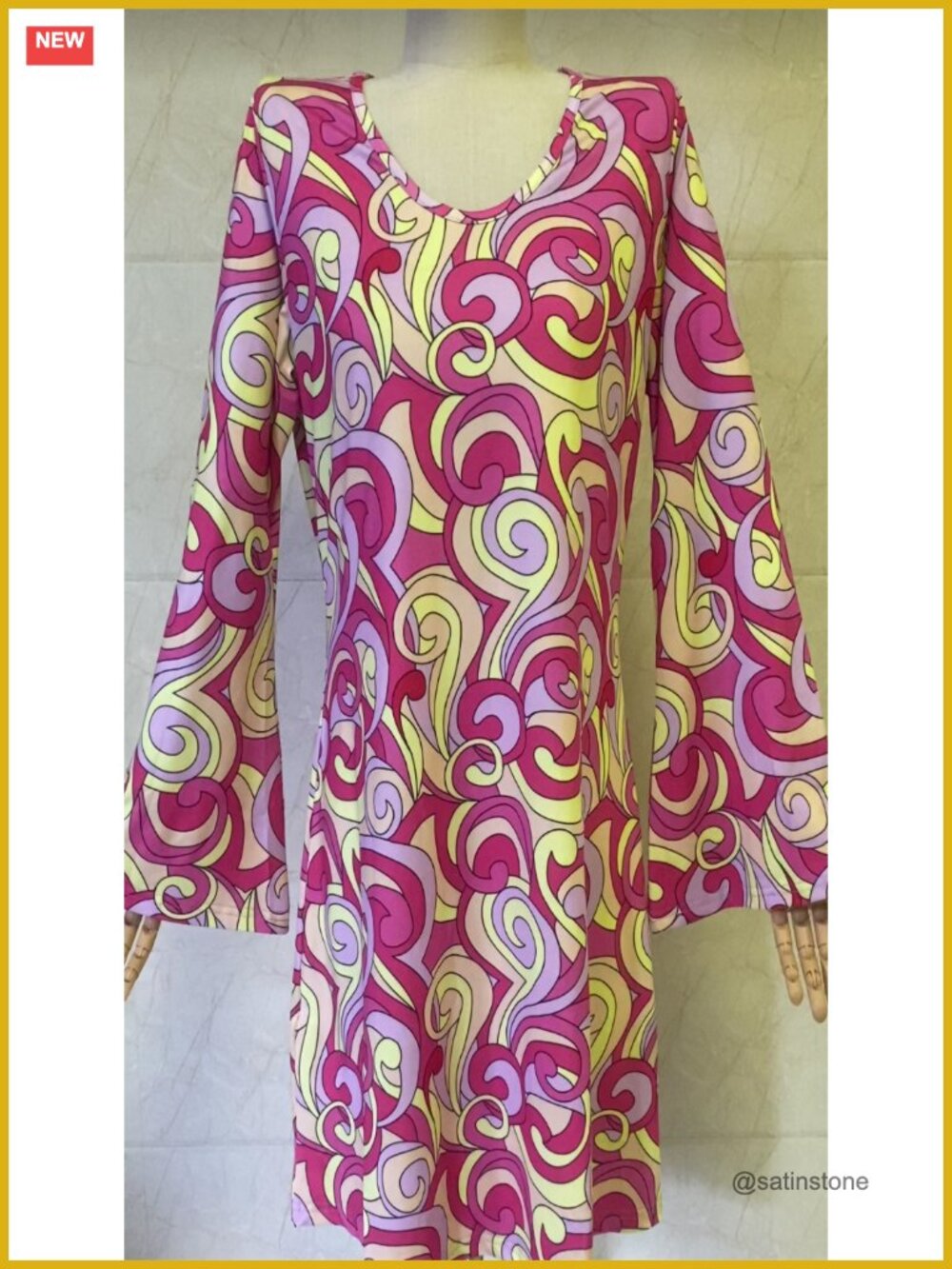 60s 70s Disco Costume Dress 5 Piece Hippie Outfit Polyester Spandex - Picture 6 of 6